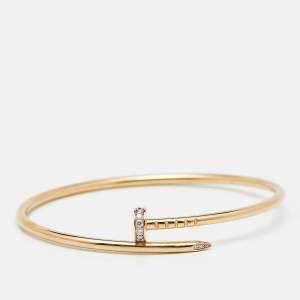 Pre Owned Cartier Juste Un Clou Diamonds 18k Rose Gold Small Model Bracelet 16