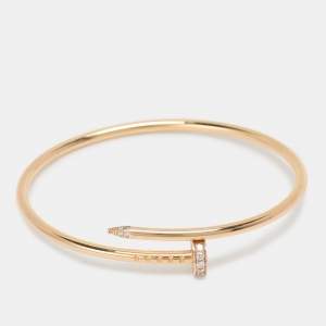Pre Owned Cartier Juste Un Clou Diamond 18k Rose Gold Small Model Bracelet 15