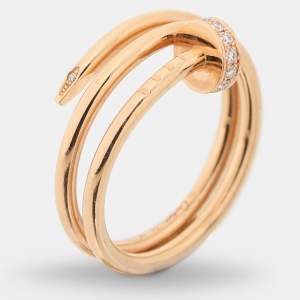 Pre Owned Cartier Juste Un Clou Diamond 18k Gold Ring Size 54