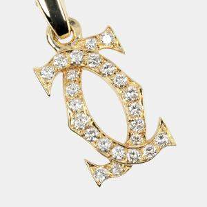 Cartier 18K Yellow Gold Diamond 2C Pendant Charm 