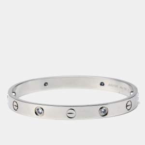 Cartier Love 4 Diamond 18k White Gold Bracelet 16