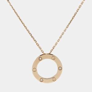 Pre Owned Cartier Love 3 Diamonds 18k Rose Gold Necklace