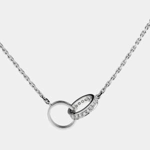 Pre Owned Cartier Love Interlocking  Diamonds 18k White Gold Necklace