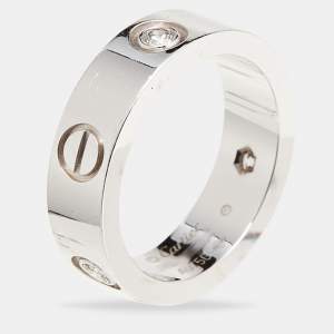 Cartier Love 3 Diamond 18k White Gold Ring Size 53
