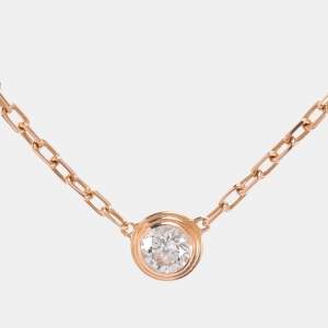 Pre Owned Cartier D'Amour Diamond 18k Rose Gold Small Model Chain Necklace