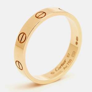 Pre Owned Cartier Love 18k Yellow Gold Small Model Band Ring Size 57