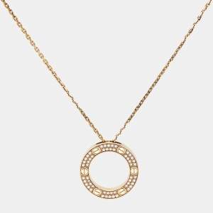 Pre Owned Cartier Love Diamonds 18k Yellow Gold Necklace