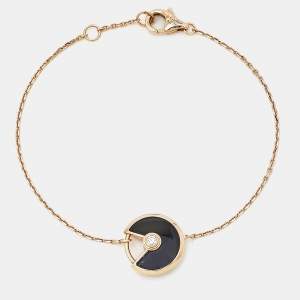 Cartier Amulette De Cartier Onyx Diamond 18K Rose Gold XS Model Bracelet