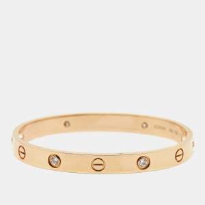 Cartier Love 4 Diamonds 18k Rose Gold Bracelet 16