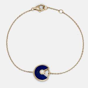 Cartier Amulette De Cartier  Diamond, Lapis Lazuli 18k Yellow Gold XS Model Bracelet