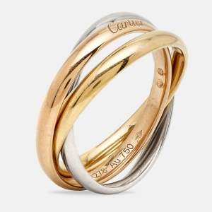 Pre Owned Cartier Trinity 18k Three Tone Gold Small Model Ring Size 53