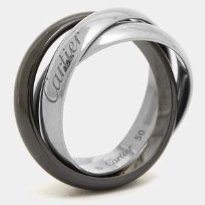 Cartier Trinity 18k White Gold Ceramic Ring Size 50