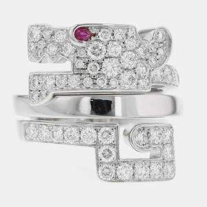 Cartier 18K White Gold Le Beze du Dragon Ring EU 51