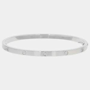 Cartier 18K White Gold and Diamond Love Bangle Bracelet 