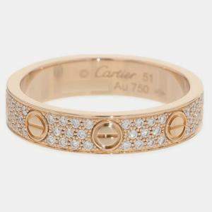 Cartier 18K Rose Gold and Diamond Love Band Ring EU 51