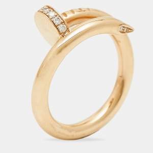 Pre Owned Cartier Juste Un Clou Diamonds 18k Rose Gold Ring Size 50