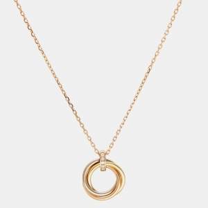 Cartier Trinity Diamond 18k Three Tone Gold Necklace