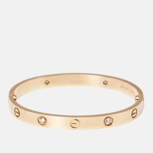 Cartier Love 4 Diamonds 18k Rose Gold Bracelet 17