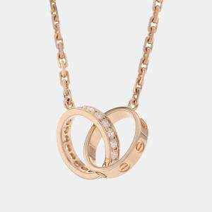 Cartier 18K Rose Gold and Diamond Love Pendant Necklace