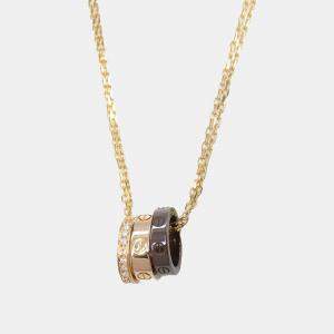 Cartier Ceramic 18K Pink Gold Diamond Love Three Hoop Necklace 