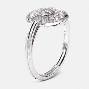 Cartier Amulette de Cartier Diamond 18K White Gold Ring Size 50
