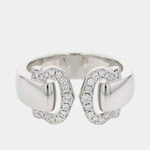 Pre Owned Cartier 18K White Gold C De Cartier Band Ring EU 49