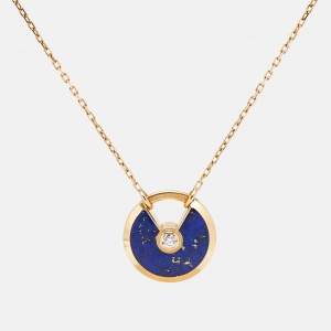 Cartier Amulette De Cartier Lapis Lazuli Diamond 18k Yellow Gold Small Model Necklace