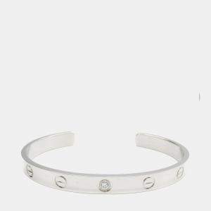 Cartier 18K White Gold Love Open Diamond Bangle Bracelet 