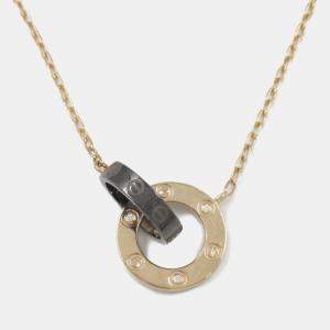 Cartier 18K Rose Gold Diamond Ceramic Love Necklace 