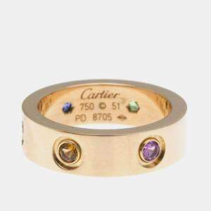 Cartier Love 18K Rose Gold Multistone Ring EU 51