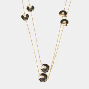 Cartier 18K Rose Gold, Diamond and Onyx Amulette De Cartier Necklace