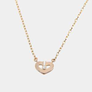 Cartier 18K Rose Gold C de Cartier Diamond Pendant Necklace