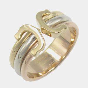 Cartier 18K Yellow, Rose, White Gold Double C Ring EU 47