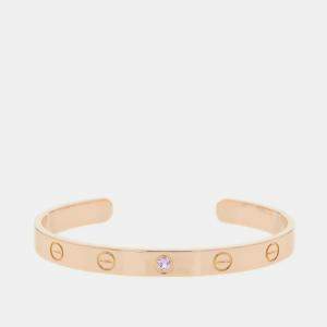 Cartier 18K Pink Gold Pink Sapphire LOVE Cuff 16 Bracelet