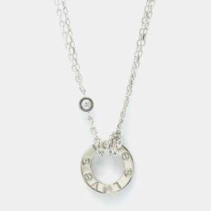 Cartier 18K White Gold 2 Diamond LOVE Pendant Necklace