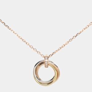 Cartier Trinity Diamond 18k Three Tone Gold Necklace