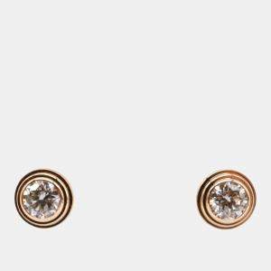 Cartier 18K Rose Gold Amour Xs Diamond  Pierced Earrings 