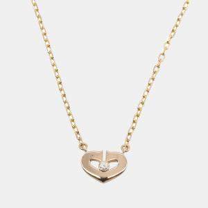 Cartier 18K Rose Gold with Diamond XS C Heart de Cartier Pendant Necklace