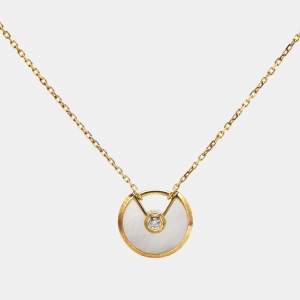 Cartier Amulette De Cartier Mother of Pearl Diamond 18k Yellow Gold XS Model Necklace
