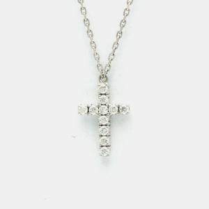 Cartier 18K White Gold Symbol Cross Diamond Necklace