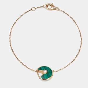 Cartier Amulette De Cartier Malachite Diamond 18k Rose Gold XS Model Bracelet