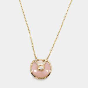 Pre Owned Cartier Amulette De Cartier 18K Rose Gold,Diamond and Opal Pendant Necklace