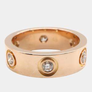 Cartier Love 18K Rose Gold and Diamond Love Band Ring EU 48