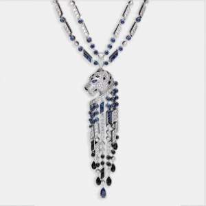 Cartier Panthere De Cartier Altesse Multi Gemstones Platinum Pendant Necklace