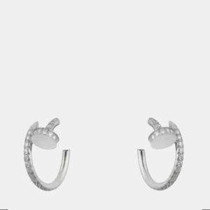 Cartier Juste Un Clou Hoop Earrings, Paved White Gold Diamonds, Small Model 101015987