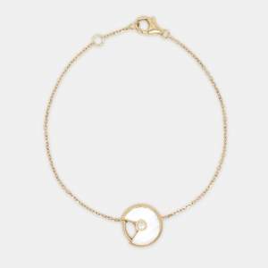 Pre Owned Cartier Amulette De Cartier Mother of Pearl Diamond 18k Yellow Gold XS Model Bracelet