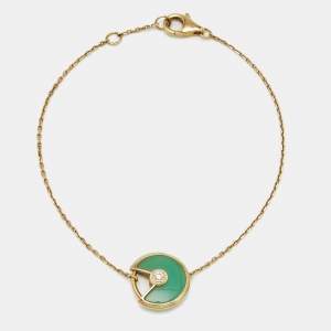 Cartier Amulette De Cartier Chrysophase Diamond 18k Yellow Gold Bracelet
