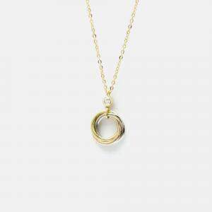 Cartier Trinity 18K Yellow, Rose, White Gold and Diamond Pendant Necklace
