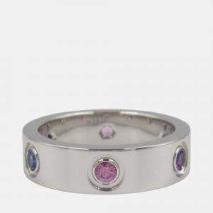 Pre Owned Cartier 18K White Gold Multicolor Stones Love Ring