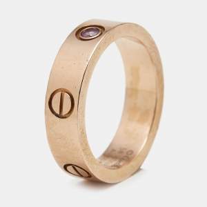 Pre Owned Cartier Love Pink Sapphire 18k Rose Gold Ring Size 58